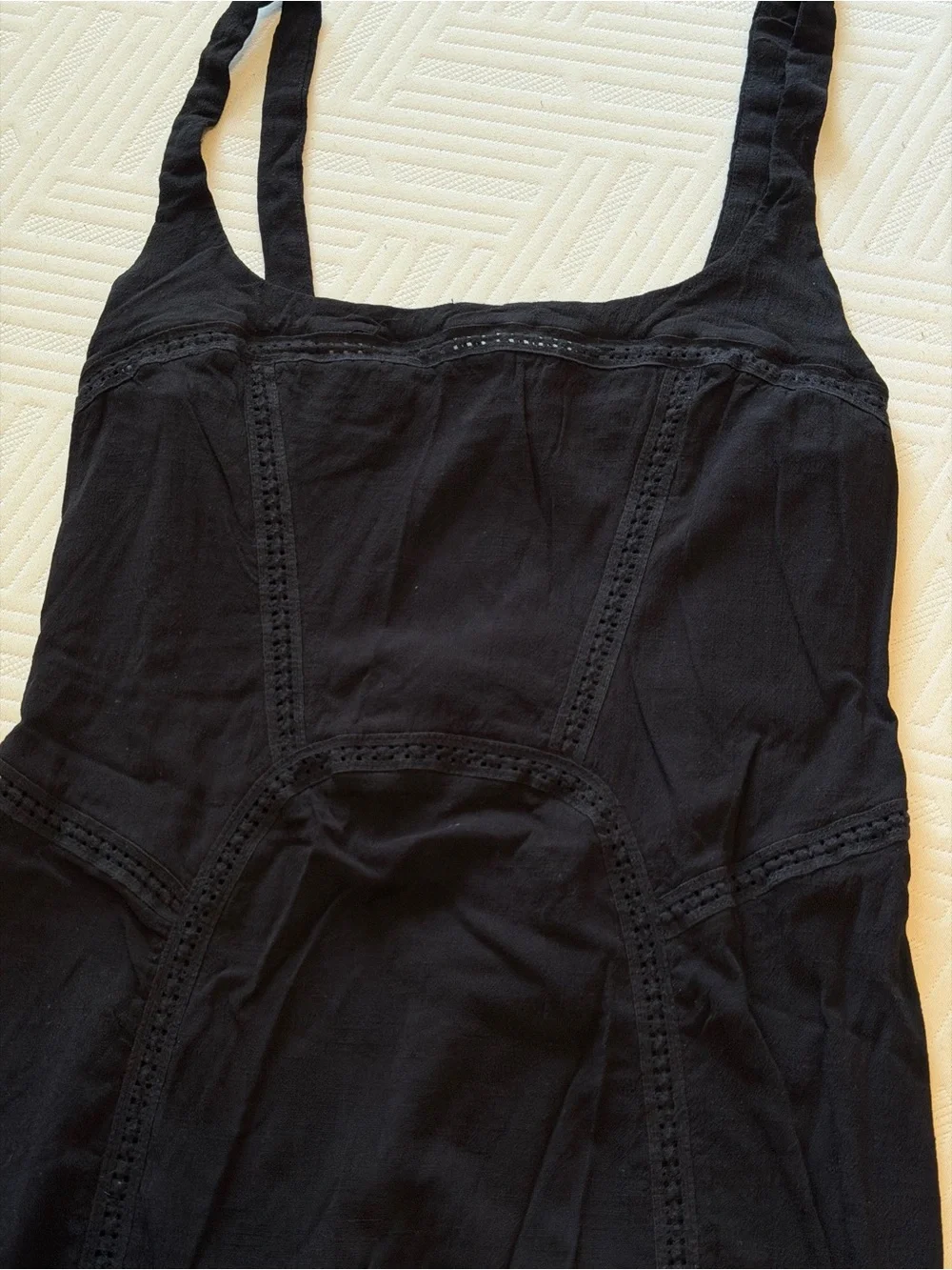 Free People Black Lace-Trim Sleeveless Top